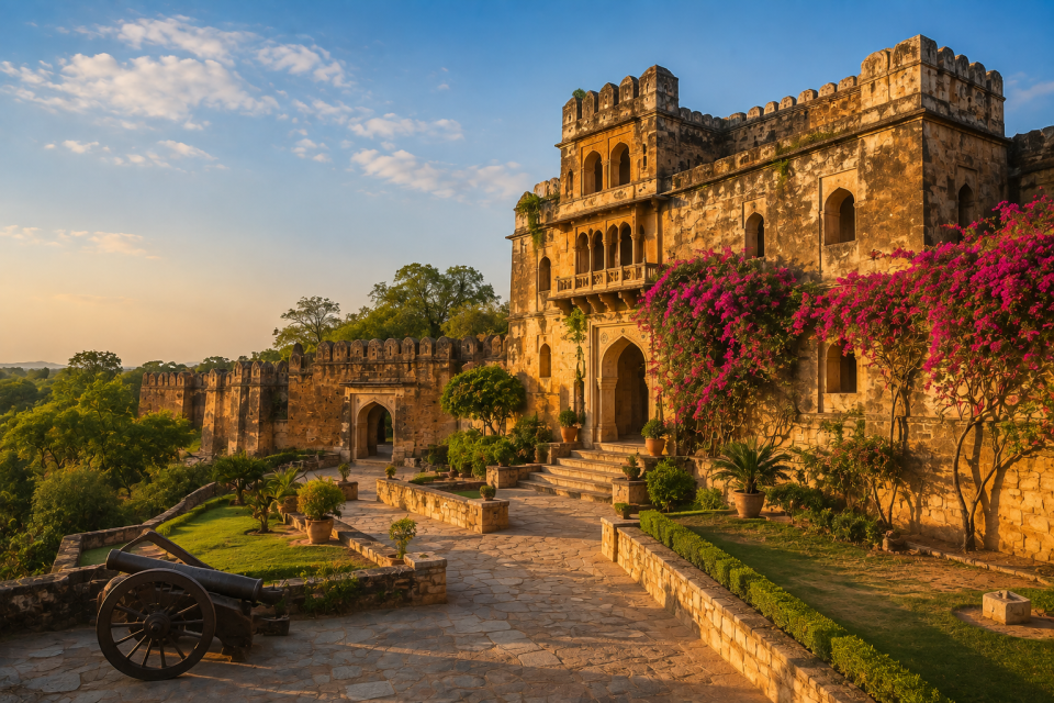 Golden-Hour Fort Garden and Battlements